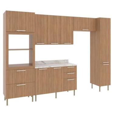 Imagem de Cozinha Modulada 6 Pecas 320 cm MDP Freijo Marmore Branco Tecno Mobili