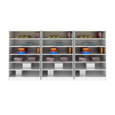 Imagem de Kit 3 Armários Multiuso Para Lavanderia Bell P04 Branco - Mpozenato