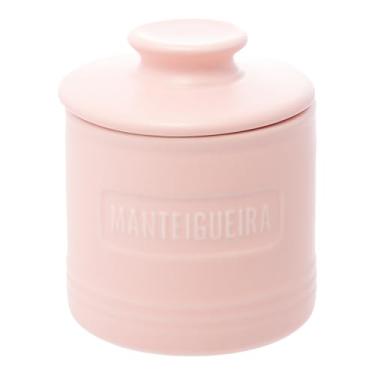 Imagem de Manteigueira Francesa de Cerâmica com Tampa Rosa Matte 8cm x 8cm x 9cm - Wolff