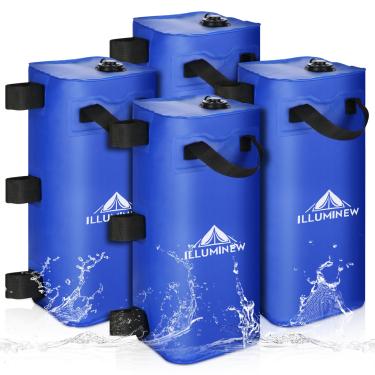 Imagem de ILLUMINEW Pacote Com 4 Bolsas De Peso Para Água Canopy, Conjunto De 4 Pesos Para Barracas De Água De 88 Libras, Pesos Para Pernas Para Gazebo, Canopy Pop-Up, Toldos, Barraca (Azul 25L)