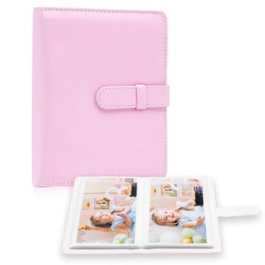 Imagem de Hearoo Álbum De Fotos 4X6 - 68 Bolsos, Pequeno, Mini Capacidade, Capa Couro Vegano Premium, Álbum, Carteira Portátil Para Meninos, Meninas, Aniversário, Casamento (Rosa)