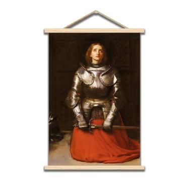 Imagem de OKRA John Everett Millay Pôster suspenso de madeira Joana d'Arc Retrato Vintage Pintura Mestre Impressão Ilustração Cultural Histórica Sala Estética Decoração de Parede
