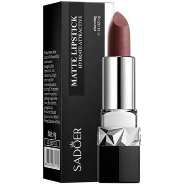 Imagem de SADOER Velvet Matte, Batom, Longa Duração Transfer-Prova Hidratante, Sortido 12 Tons, 4g (04# Caramelo)