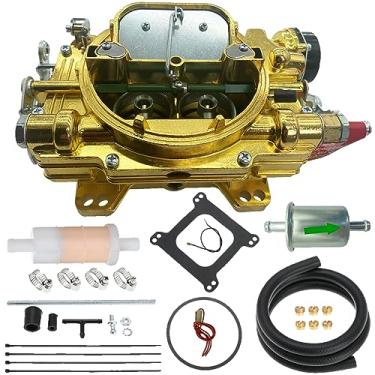Imagem de Trucktok 1409 4 Barris Marine Carburador Performer Substituição para 600 CFM Válvula de Ar de Furo Quadrado Afogador Elétrico Carburador de Motor Marítimo (Dourado)