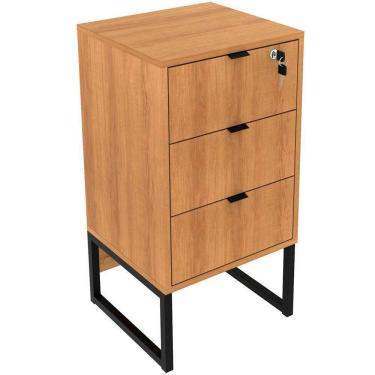 Imagem de Gaveteiro Para Escritório 3 Gavetas Com Chave Amêndoa/preto