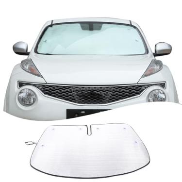 Imagem de Para-brisa compatível com Nissan Juke/Infiniti ESQ 2014-2017 Protetor solar de para-brisa frontal dobrável, bloqueia os raios UV mantém o refrigerador do seu carro (prata A)