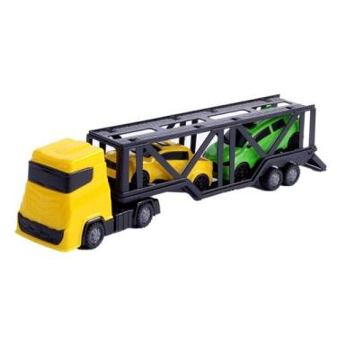 Imagem de Caminhão Roda Livre Cegonha com 2 Carrinhos Color - Tudo em Caixa