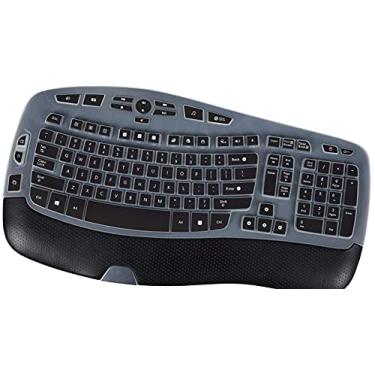 Imagem de Capa de teclado para Logitech K350 MK570 MK550 película de teclado para Logitech K350 MK550 MK570 Wireless Wave Acessórios de pele, preta