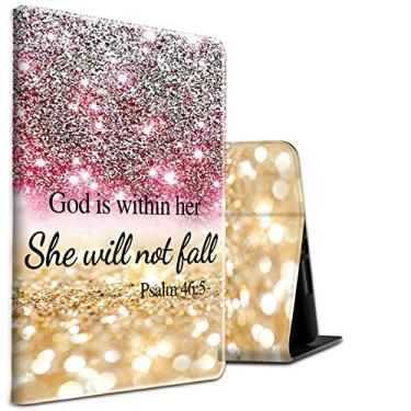 Imagem de Capa para iPad 10ª geração 2022 iPad 10,9 polegadas/iPad (A16) 11ª geração 11 polegadas (2025), capa de couro PU fina à prova de choque com hibernar/despertar automático, salmo da Bíblia Cristã 46-5