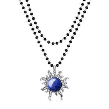 Imagem de XIANNVXI Colar gótico com pingente de sol, gargantilha preta, gótica e emo para mulheres, bijuterias de fantasia de Halloween, joias de Natal para mulheres, Large, Aço inoxidável, Sem Pedra Preciosa