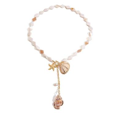 Imagem de COORWEEL Colar feminino com pingente de verão leve de acrílico com concha de estrela do mar, joias de praia para férias