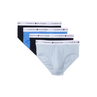Imagem de Tommy Hilfiger Pacote com 4 cuecas masculinas clássicas de algodão, 2 azul-marinho, 1 azul brisa, 1 azul Copenhague, P