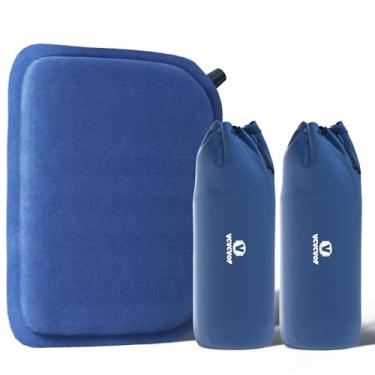 Imagem de VCVCVOF Almofada de assento inflável com espuma viscoelástica – Almofada de cadeira leve e autoinflável para estádio, acampamento, avião e arquibancadas, almofada portátil à prova d'água com bolsa de
