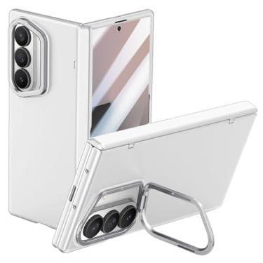 Imagem de POYUFRG Capa para Samsung Galaxy Z Fold 7, tela de vidro temperado HD, proteção com tudo incluído, capa com suporte de lente de metal, branca, Z Fold 7