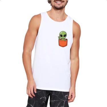 Imagem de Camiseta Regata Alien no bolso laranja - Alearts, EG