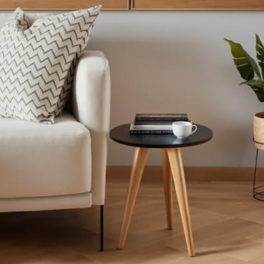 Imagem de Mesa De Canto e Centro Redonda Pe Palito Lateral Sofa (Preto)