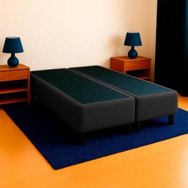 Imagem de Base Box Casal Bipartido Suede Preto PoliConfort 138x188x26