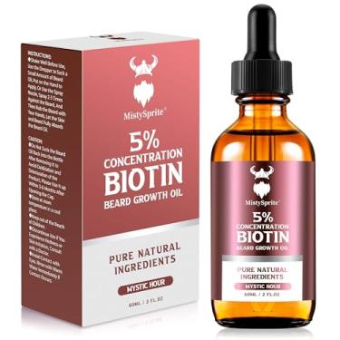 Imagem de Óleo de crescimento da barba – 5% de concentração de biotina óleo de barba para homens (60 ml) – Óleo natural para barba masculina com óleo de argan, óleo de jojoba e vitaminas, amaciante de