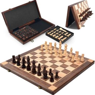 Imagem de 15” Magnetic Wooden Chess Set with Removable Chess Piece Case, KEEPRAE Folding Travel Chess Board Game for Adults & Kids, Tournament & Beginner