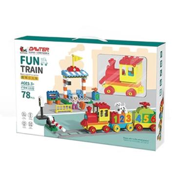 Imagem de Bloco de Montar Duplo Trem Trilha divertida Pecinhas de Montar Trenzinho Brinquedo Infantil - 78 peças