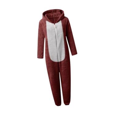 Imagem de YIJU Macacão feminino pijama pijama com zíper com capuz para dramatização cosplay, Red L