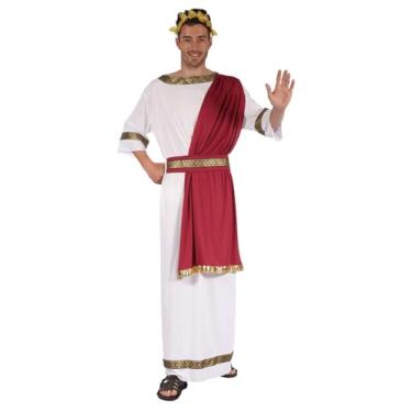Imagem de Kucos Fantasia masculina de Toga, fantasia de deus grego, cosplay de imperador romano, fantasia de Toga com faixa de cabeça, roupas de Halloween
