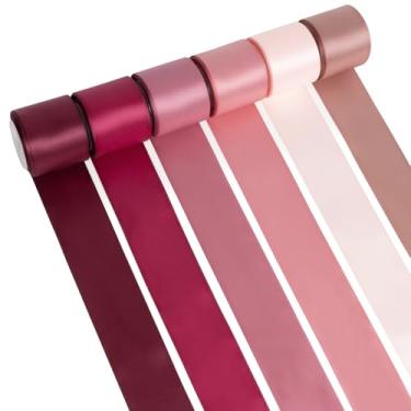 Imagem de Fita rosa 3,5 cm x 30 m rosa empoeirada, rosa empoeirado, malva rosa, fita de cetim dupla face para embrulhar presente, buquê de flores, convite de casamento, laços, artesanato, sacolas de presente