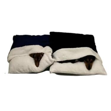 Imagem de Cama para Cães e Gatos com Saco de Dormir Estilo Canguru, Preto, Tamanhos P ao GG (GG - 90 x 75cm)
