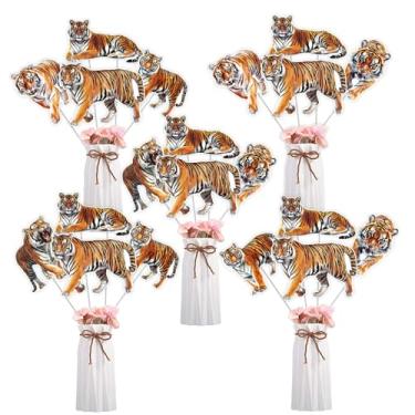 Imagem de Wonmelody Tiger Table Decorations 24Pcs Realistic Tiger Centerpieces Stickers Zoo Animals Centerpieces Stickers Birthday Animal Centerpieces for Tables Jungle Safari Supplies for Wildlife Baby Shower