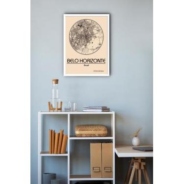Imagem de Quadro Decorativo Belo Horizonte Mapa - 70X50Cm - Quadros On-Line