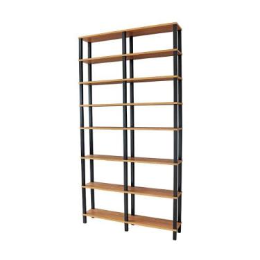 Imagem de Estante Preta 8 Prateleiras Freijó Evolukit 116x23x221
