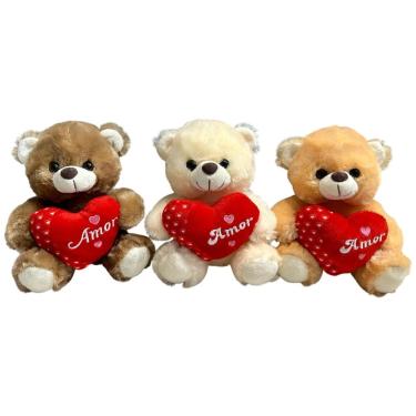 Imagem de Urso De Pelúcia Com Coração Frase Amor Presente Romântico - 20cm