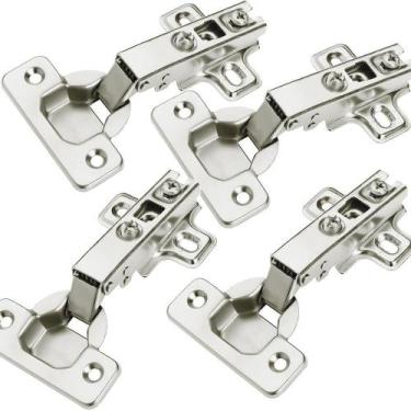 Imagem de 4Pçs Dobradiça Caneco Pressão Reto Porta Armário Móveis 35Mm - Fácil N