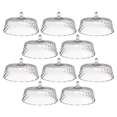 Imagem de Kit 8 Cúpulas para Bolo de Plástico 30cm Transparente Tortas Doces Confeitaria Hotel Cr...