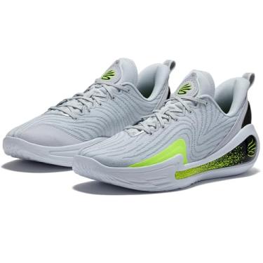 Imagem de Under Armour Tênis de basquete unissex Curry 12 Shooting Star - Amortecimento de fluxo UA de densidade dupla, Cinza halo - preto, 13