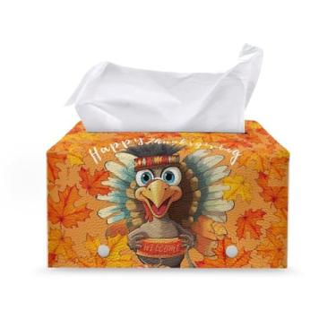 Imagem de ZUXONGSY Capa de caixa de lenços de couro PU decoração de dia de ação de graças capa de caixa de lenços de papel retangular à prova d'água suporte organizador para banheiro