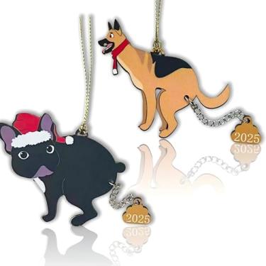 Imagem de 2 peças de enfeites de Natal engraçados 2025, troca exclusiva de decoração feia travessa para adultos, decoração fofa divertida de madeira pegajosa inadequada para colegas de trabalho, homens e