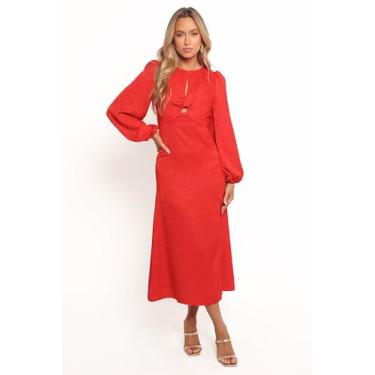 Imagem de Petal & Pup Vestido midi feminino de manga comprida Laine, Vermelho, 46