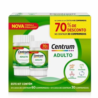 Imagem de Kit Centrum Adulto Com Vitaminas de A a Z 60 Comprimidos + 30 Comprimidos 70% Off