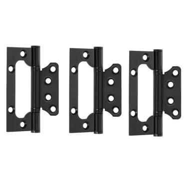 Imagem de 03 Dobradiça Porta Sobrepor Sem Rebaixo Inox 4`X3` Preta