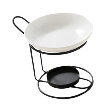 Imagem de KiBcsLic Queimador de óleo essencial de cerâmica, difusor de óleo de cerâmica, decoração decorativa para casa, aquecedor, tigela removível para mesa de, Preto