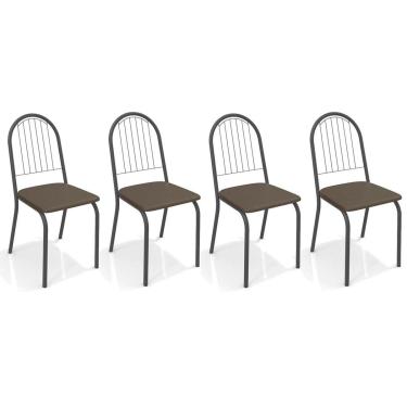 Imagem de Cadeira Sala de Jantar Noruega 2C077PRF Aço Kit 4 Un Preto/ano Marrom - Kappesberg