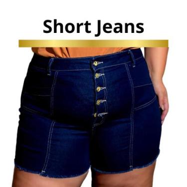 Imagem de Short Jeans feminino Cintura Alta com Lycra Premium Plus Size - PODER 