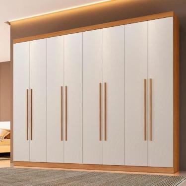 Imagem de Roupeiro New Porto 8 Portas e 4 Gavetas Cin/Off - Tudo de Móveis