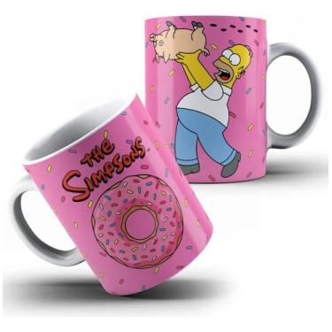 Imagem de Caneca Xícara de Porcelana Cerâmica Simp sons Rosquinha Donut Rosa MD2