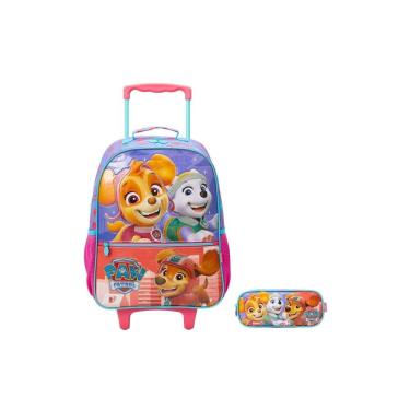 Imagem de Kit Patrulha Canina G Skye Mochila Rodas + Estojo Triplo