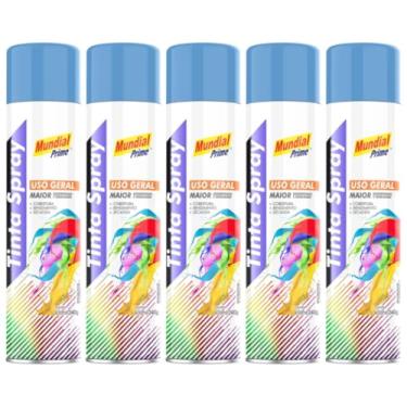 Imagem de Kit 5 Tinta Aerossol Spray Azul Claro Uso Geral 400ml/240g Mundial Prime