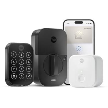 Imagem de Yale Fechadura Assure Lock 2 Plus com conexão Wi-Fi, camurça preta, para anfitriões de aluguel de férias, YRD450-N-CB1-BSP