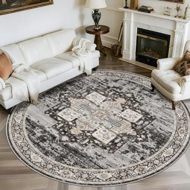 Imagem de RUUGME Tapete redondo lavável 7 - tapetes grandes para sala de estar, tapete macio resistente a manchas para mulheres casadas de meia-idade no quarto, cozinha, sala de jantar, com suporte