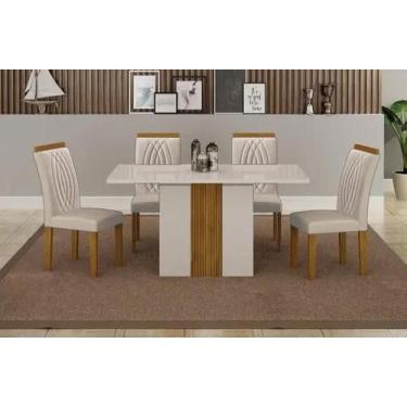 Imagem de Mesa Doha 1,20 Off/Decor Tampo Off C/Vidro 4 Cadeiras Doha - Leifer Mó